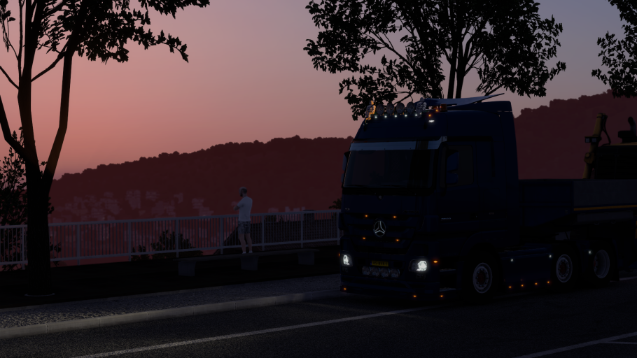 Mercedes pulled over for a break in Switzerland